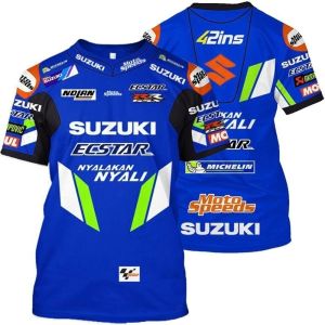 2025 MotoGP Suzuki Ecctar Racing Teams same racing suit style T-shirt full screen printed motorcycle culture shirt motorcycle fan collection short sleeved comfortable breathable top big size S-5XL