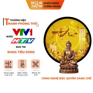 Đèn Hào Quang Phật In Tranh Trúc Chỉ DECORNOW 3040 cm Trang Trí Ban Thờ Hào Quang Trúc Chỉ HOA SEN DCN-TC181
