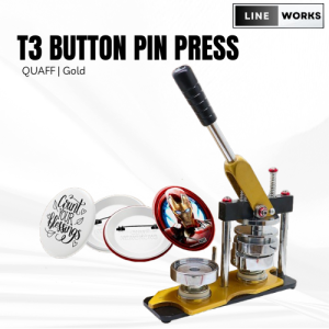 Lineworks - QUAFF T3 Gold Button Press W/Mold 2.25 Inch (For China Button Pin Only)