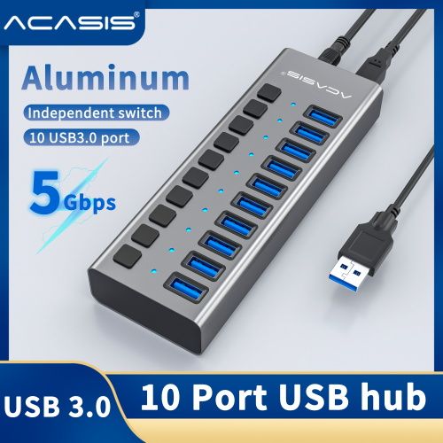 ACASIS Multi USB 3.0 Hub 10 ports High Speed With ON OFF Switch Adapter ...