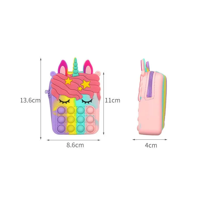 Dropshipping Unicorn Bubble Silicone Pop Purse Fidget Coin Bag