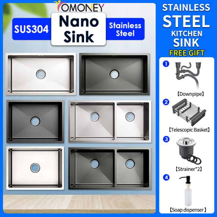 Sink Nano 304 Stainless Steel Handmade Undermount And Topmount Nano