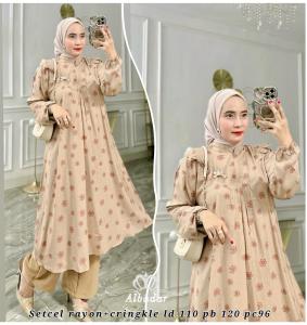 Setelan Katun Rayon Fremium Mic Keringkel Setelan Celana Firal Tunic Kekinian