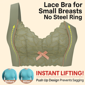 Women’s Wireless Lace Bra Anti-Sagging Pushed Together Bra Plus Size Full Cup Cotton Underwear