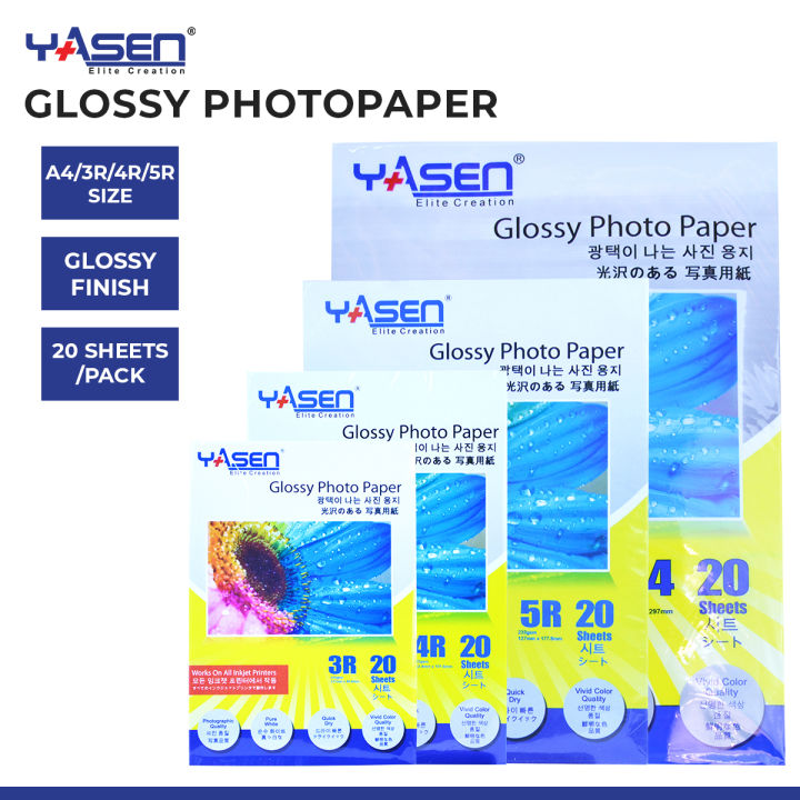 YASEN Photo Paper 1 Pack 230GSM A4 / 4R / 5R / 3R High Glossy Finish