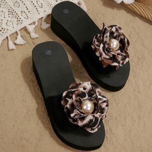 [Free Shipping] New Summer High-Heeled Flip-Flops For Women Beach Sandals For Seaside Vacations Non-Slip Outdoor Wear Thick-Soled Wedge Platform Shoes