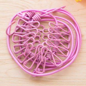 Clothesline Sun Quilt Metal Ring Hook Quilt Rope Clip Stretchable Outdoor Compact Installation Roof