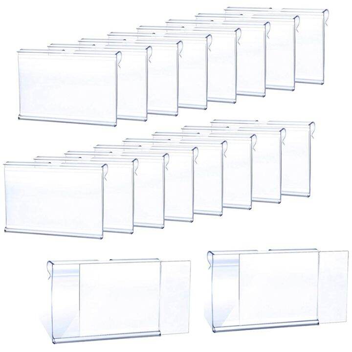 [JJM MALL] 50Pcs Clear Plastic Label Holder Price Tag, Shelf Label Clip Removable Label Holder for Storage Bins Basket Labels