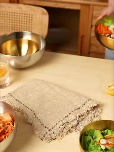 ชามสลัดสแตนเลสสไตล์เกาหลี ชามแช่ก๋วยเตี๋ยว บ้านผักผสมเกาหลี ชามก๋วยเตี๋ยวเย็น ชามซุปขนาดใหญ่ ชามอาหารเกาหลี 15 ซม. สีทองเงิน