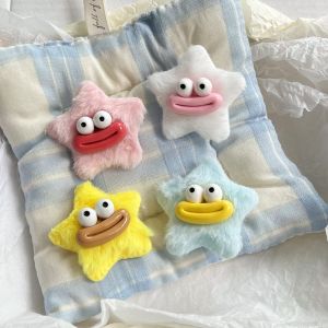 4PCS Cartoon Funny Sausage Big Mouth Plush Star Hair Clip Sweet Winter Cute Girl Bang Hair Card Headwear Jewelry Hair Clip for Women