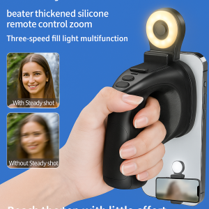 รีโมทชัตเตอร์บลูทูธสำหรับกล้องกันสั่น ใช้งานร่วมกับอุปกรณ์ Apple และ Android กล้องถ่ายรูปเซลฟี่และวิดีโอแบบพกพา手持蓝牙防抖稳拍器