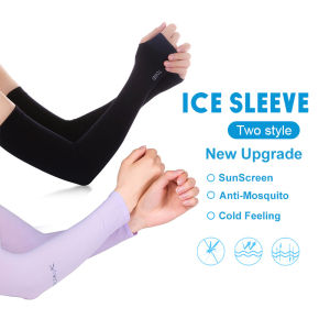 [MALAYSIA] 1 Pair Slim Ice Silk Sunblock Sleeve Korean Cooling Hand Sock Outdoor Sports Golf Cycling Running Hiking Fishing Friend Lover Look Arm UV Protection Cooler| DaQueen