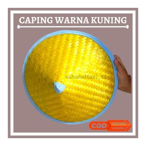 CAPING PETANI BAMBU - WARNA KUNING DIAMETER 38 CM UNTUK ANAK ANAK