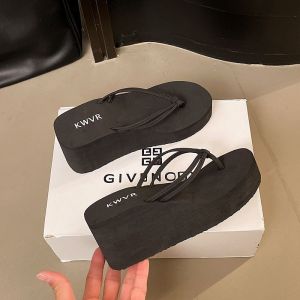 [Free Shipping] 2026 Womens Summer Outdoor High-Heeled Flip-Flops Ins Trendy Non-Slip Wedge Beach Sandals for Women