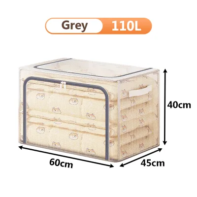 Steel Frame Storage Box Wardrobe Storage Dust-proof Thickened Foldable Storage Box Large Capacity Clothes Storage Bag with Handles and Sturdy Zipper for Home Bedroom Closet Office
