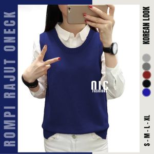Rompi Rajut Wanita Leher O Oneck Vest Korea Rajut Oversize Ollin - NIC Fashion