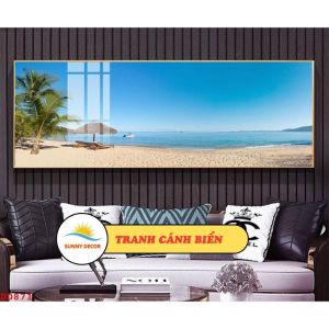 Tranh Cảnh Biển Treo Tường Tráng Gương Cao Cấp – Tranh Trang Trí Khách Sạn Phòng ngủ mang cảm giác thư giãn