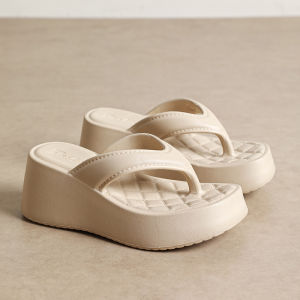 [Free Shipping] Korean-Style 7.0Cm Thick-Soled EVA Flip-Flops For Women 2026 Summer Outdoor Wedge Beach Sandals Flat Toe-Post Sandals