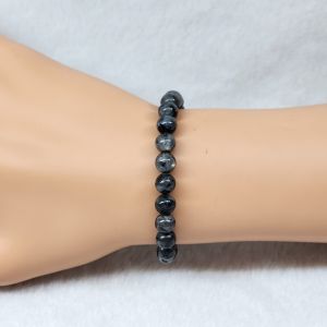 1423#天然黑闪光石(拉长石)水晶手链 Natural Dark Labradorite Crystal Bracelet (长寿 Long Life) 天然水晶手链 Natural Crystal Bracelet