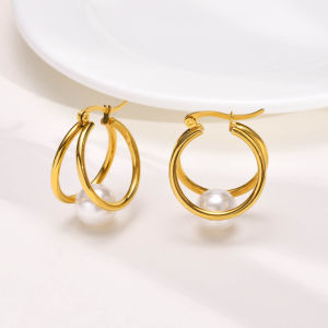 Fashionable Ring Gift 法式复古小众轻奢金属珍珠耳扣独特设计高级感时尚优雅网红款耳环