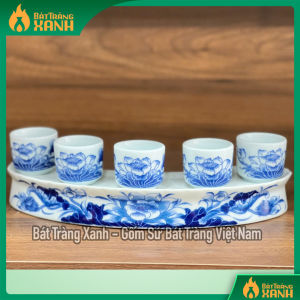 [L1] Bộ Kỷ Thờ Men Lam Bát Tràng Vẽ Hoa Sen – Kỷ Ngai 5 Kỷ Ngai 3 Kỷ Thẳng 5 Kỷ Cong 5 Kỷ Thẳng 3 Kỷ Cong 3