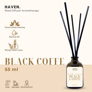 Reed Diffuser Aromatherapy BLACK COFFE 55 ml | Pengharum Ruangan Aromaterapi | Pewangi Kamar Tidur Toilet Kamar Mandi Kantor | Parfum Ruangan | Pengharum Pewangi Ruangan Kamar