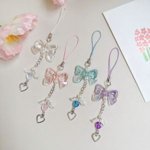OPBWQH Love Pendant Heart Fringe Phone Lanyard Sweet Wings Love Heart Pendant Phone Strap School Bag Pendant Bowknot Bowknot Phone Chain Key Accessories