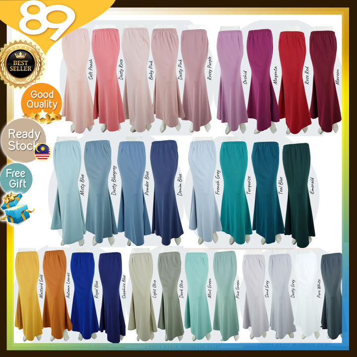 [Ready Stock] Plain MERMAID SKIRT Roman Crepe (highly