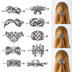 1 X Silver Celtic Hairpinsโบว์ผมสไลด์โลหะไวกิ้งกิ๊บหนีบผมBarrette Vintage Hair Stickสาวเครื่องประดับผม