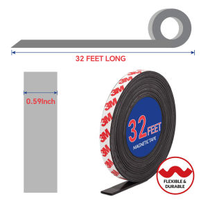 10Meters/roll Magnetic Tape Flexible Magnet Tape Strips with 3M Adhesive Backing Magnetic Strip Perfect for whiteboards & Fridge Organization