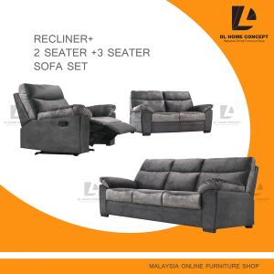 DL Home Concept 1 Recliner +2+3 Velvet Sofa Set
