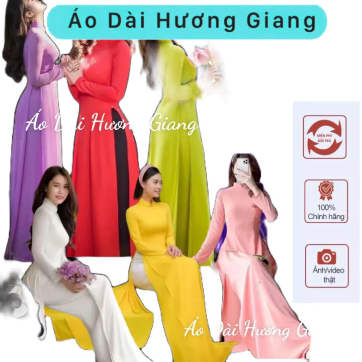 Tổng hợp các màu Áo Dài lụa chiffon 4 tà duyên dáng, vải mềm mịn, không ...