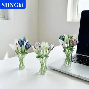 [COD] 🔥🔥🔥SHNGki Thủ công thủy tinh callalily thu nhỏ tay thổi hoa bức tượng với gốc nghệ thuật thanh lịch trang trí văn phòng nhà