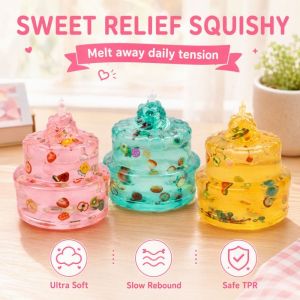 YERZ TPR Santa Claus Cake Squeeze Toy Maltose Creative Christmas Squishy Toy Kids Toy Slow Rebound Stress Relief Pinch Holiday Gift
