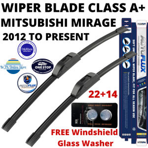 AutoFlux Wiper Blade Class A+ Mitsubishi Mirage 2012 To Present FREE Windshield Glass Washer | 22+14