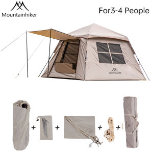 Mountainhiker Automatic Tent Size 3-4 Persons 2 Doors 2 Windows Sleeping Tent Outdoor Tent Hiking and Camping Tent. Dimensions 2.1 x 2.1 meters. Fiber Pole Automatic Tent Hut
