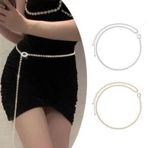 Eye Catching Waist Chain Sophisticated Rhinestones Pattern Waist Chain Versatiles Waist Accessory