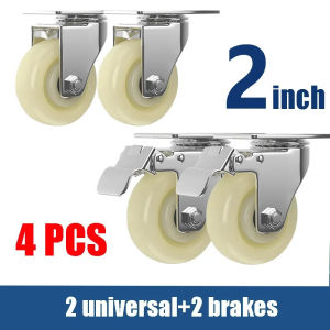 LDIES 4 white jade nylon silent heavy-duty carts universal wear-resistant rotating casters brake pulleys hardware accessories 3Y9Z1
