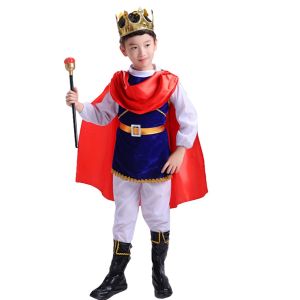 7Pcs Kids Boys Pirate Costume Prince King Cosplay Outfit Set Children Deluxe Costume for Halloween Christmas Role Play Dress Up Party 3-12 Years