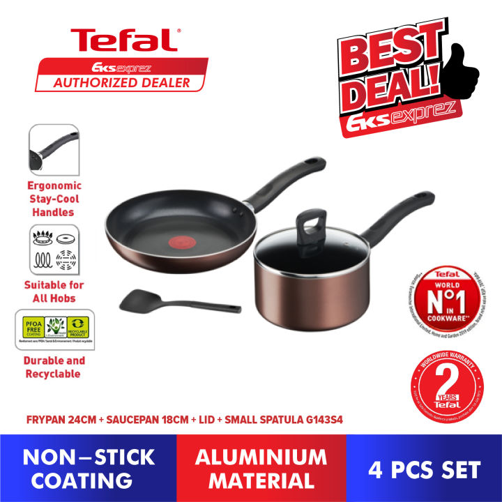 Tefal Day By Day 4 Pc Set Frypan 24cm Saucepan With Lid 18cm Small Spatula G143s4 Lazada 1301