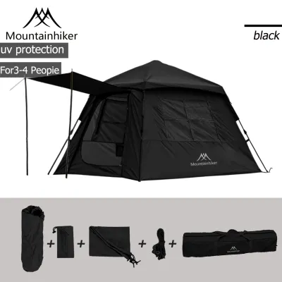MOUNTAINHIKER Automatic Tent Size 3-4 Persons 2 Doors 2 Windows Sleeping Tent Outdoor Tent Hiking and Camping Tent