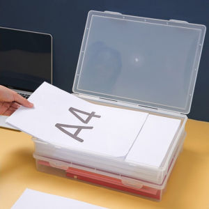 【Comfortable House】 COD กล่องเก็บแฟ้มพลาสติกใสกล่องเก็บของทรงสี่เหลี่ยมกล่อง A4กล่องจัดระเบียบกันฝุ่นบนโต๊ะ