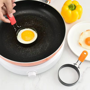 Omelette Egg Mold with Anti Scald Silicone Handle Fried Egg Ring Cake Mold DIY Baking Mold Stainless Steel