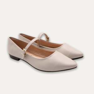 DEAR BLISS Mia Off-White Mary Jane Pointed Flats