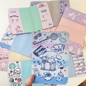 CBHH Cartoon Sanrio Passport Cover Kawaii PU Passport Holder  Protective Cover Card Holders Clip Bags