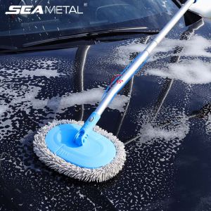 Universal Car Wash Brush Retractable Car Wash Mop Curved Rod Three Section Chenille Brush for Washing Machines Motor Caravans Ships