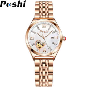 POSHI original ladies watch Brand Luxury Quartz Rose Golden Bracelet Wrist Watch for Women sale waterproof Korean Style Fashion Casual Womens Watches on sale