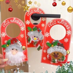 Christmas Festivals Party Cartoon Door Handle Pendant Christmas Decoration Home Santa Claus