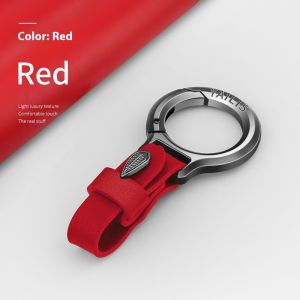 PaulWeekend Luxury Leather Keychain with Metal Ring and Adjustable Strap for Car Keys and Daily Use