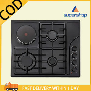 HBH-T3G1H Built-in Hybrid Cooktop 3 Gas Burners + 1 Electric Hot Plate Combined 4-in-1 Kitchen Hob for LPG